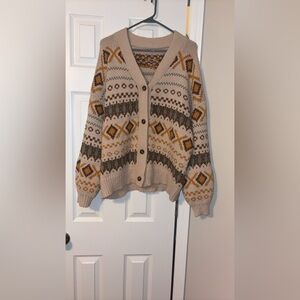 Cozy Geometric Knit Cardigan Size L